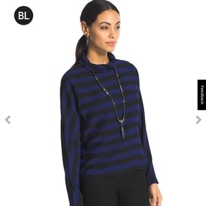 Chico's Black Label Blouse Size 0 Size Small Stripe Top Black Purple Color